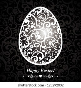 Abstract silver easter egg on black background. Vector illustration