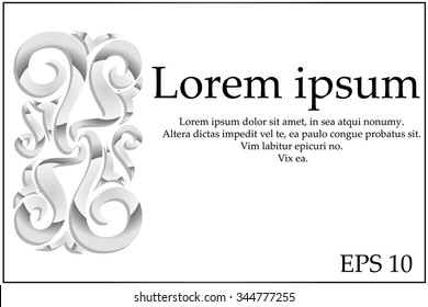 Abstract silver emblem of curls with space for text