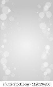 Abstract silver festive horizontal background with bokeh defocused lights and copy space for your text - vector illustration