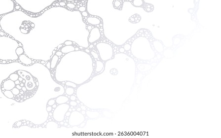 Textura de espuma de prata abstrata sobre fundo branco - Design minimalista moderno com padrões de bolhas e efeitos de gradiente para fundos de produtos cosméticos e de limpeza