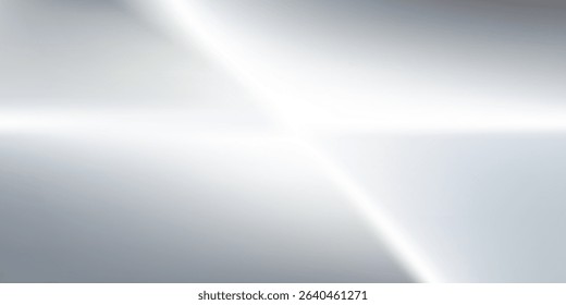 Abstract silver foil background with metal mirror texture. Chrome gradient surface with light gloss. Vector aluminum grey sheet with reflection modern