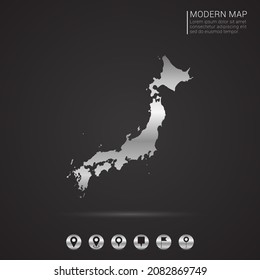 Abstract Silver foil gradient style Map of Japan vector Illustration.