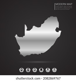 Resumen Estilo gradiente de lámina plateada Mapa del vector de Sudáfrica Ilustración.