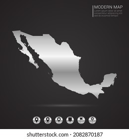 Abstract Silver foil gradient style Map of Mexico vector Illustration.