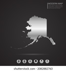 Abstract Silver foil gradient style Map of Alaska vector Illustration.