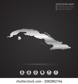 Abstract Silver foil gradient style Map of Cuba vector Illustration.