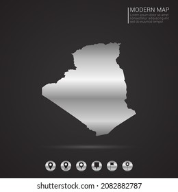 Abstract Silver foil gradient style Map of Algeria vector Illustration.