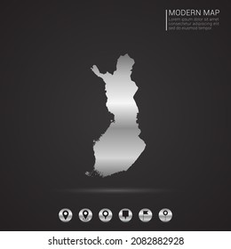 Abstract Silver foil gradient style Map of Finland vector Illustration.