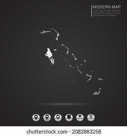Abstract Silver foil gradient style Map of The Bahamas vector Illustration.