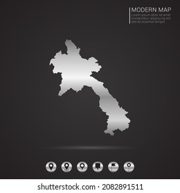 Resumen Estilo gradiente de lámina plateada Mapa del vector Laos Ilustración.