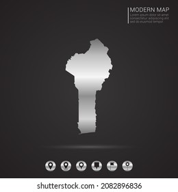Abstract Silver foil gradient style Map of Benin vector Illustration.