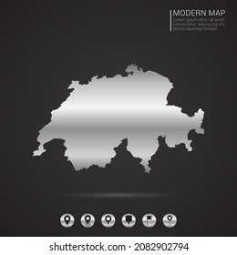 Abstract Silver foil gradient style Map of Switzerland vector Illustration.