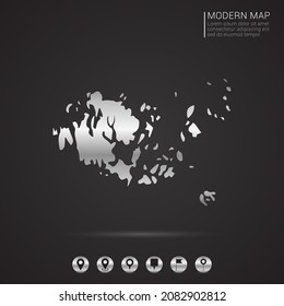 Resumen Estilo gradiente de lámina plateada Mapa del vector Islas Aland Ilustración.