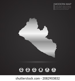 Resumen Estilo gradiente de lámina plateada Mapa del vector Liberia Ilustración.