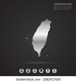 Abstract Silver foil gradient style Map of Taiwan vector Illustration.