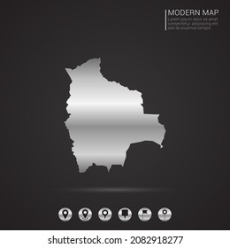 Abstract Silver foil gradient style Map of Bolivia vector Illustration.