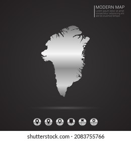 Abstract Silver foil gradient style Map of Greenland vector Illustration.