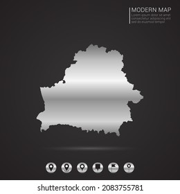 Abstract Silver foil gradient style Map of Belarus vector Illustration.
