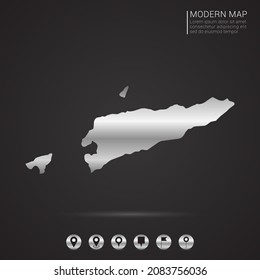 Abstract Silver foil gradient style Map of East Timor vector Illustration.