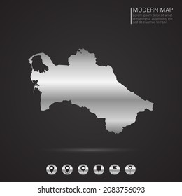 Abstract Silver foil gradient style Map of Turkmenistan vector Illustration.