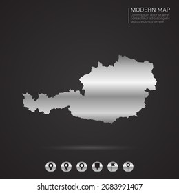 Abstract Silver foil gradient style Map of Austria vector Illustration.