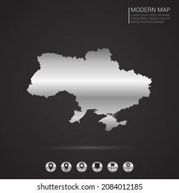 Abstract Silver foil gradient style Map of Ukraine vector Illustration.
