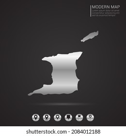 Abstract Silver foil gradient style Map of Trinidad and Tobago vector Illustration.