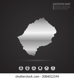 Abstract Silver foil gradient style Map of Lesotho vector Illustration.