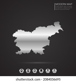 Abstract Silver foil gradient style Map of Slovenia vector Illustration.