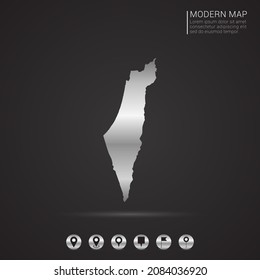 Resumen Estilo gradiente de lámina plateada Mapa del vector israelí Ilustración.