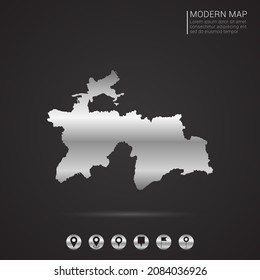 Resumen Estilo gradiente de lámina plateada Mapa del vector Tayikistán Ilustración.