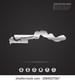 Resumen Estilo gradiente de lámina plateada Mapa del vector de Gambia Ilustración.