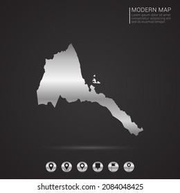 Abstract Silver foil gradient style Map of Eritrea vector Illustration.