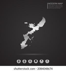 Abstract Silver foil gradient style Map of Okinawa vector Illustration.