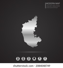 Abstract Silver foil gradient style Map of Karnataka vector Illustration.