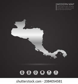 Abstract Silver foil gradient style Map of Central America vector Illustration.