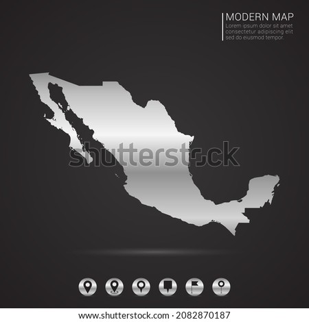 Abstract Silver foil gradient style Map of Mexico vector Illustration.