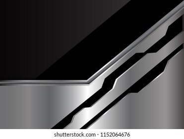 Abstract silver futuristic on black design modern futuristic background vector illustration.