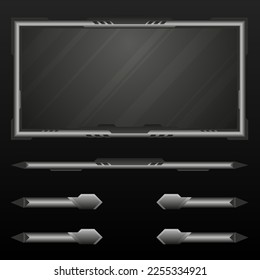 Pancarta de pantalla de pantalla superpuesta del juego de plata abstracta y banderas de título gui para transmisión y transmisión de video en vivo
