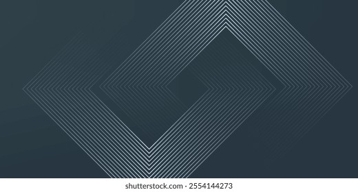 Abstract silver geometric lines on black background. Shiny lines pattern. Modern elegant graphic design. Suit for banner, cover, poster, brochure, booklet, flyer, card, website. Vector illustration