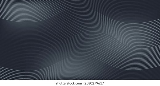 Abstract silver geometric lines on black background. Shiny lines pattern. Modern elegant graphic design. Suit for banner, cover, poster, brochure, booklet, flyer, card, website. Vector illustration