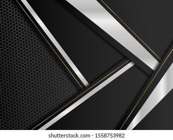 Abstract silver with gold and black modern background. Vector editable design