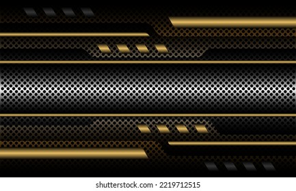 Resumen de la ilustración del vector de la textura de fondo ultramoderno del diseño geométrico gris del patrón de malla del círculo dorado plateado.
