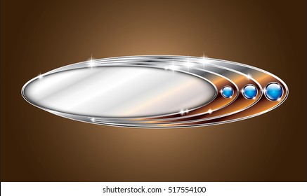Abstract silver and gold oval background, with space for your text. Vector illustration. The background is on a separate layer.