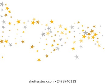 Abstract silver and gold stardust vector texture. Little stardust spangles Noel decoration confetti. Cartoon star dust pattern. Sparkle confetti banner decor.