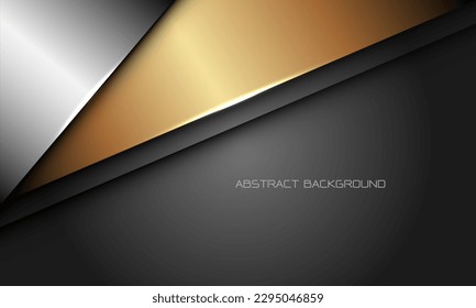 Resumen de triángulo dorado plateado sobre gris con diseño de espacio en blanco diseño moderno de fondo futurista ilustración vectorial de lujo.