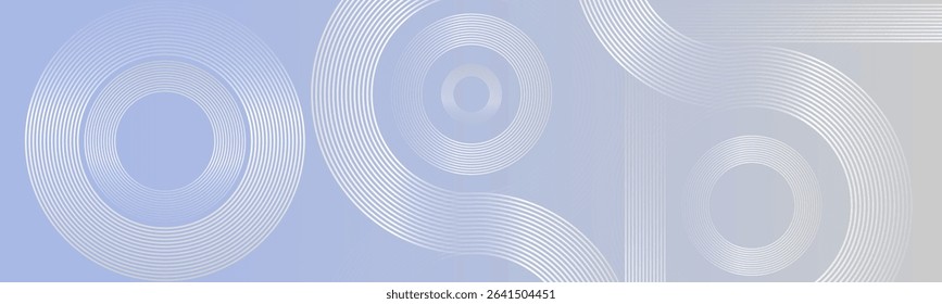 Abstract silver gradient background. Geometric circle shapes and abstract lines pattern . Futuristic technology consept. Suit for curve, banner, Your tranding design background. Vector EPS10. 