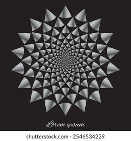 Abstract Silver Gradient colour mandala Unique vector pattern with black  background
