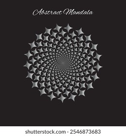 Patrón único del Vector del círculo del mandala Abstractas del gradiente plateado con el fondo negro, Ilustración vectorial de Eps 10 .
