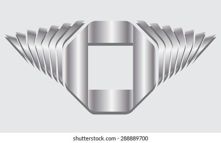 Abstract silver gradient square ribbon text frame with decorative sidepieces for any design workflow